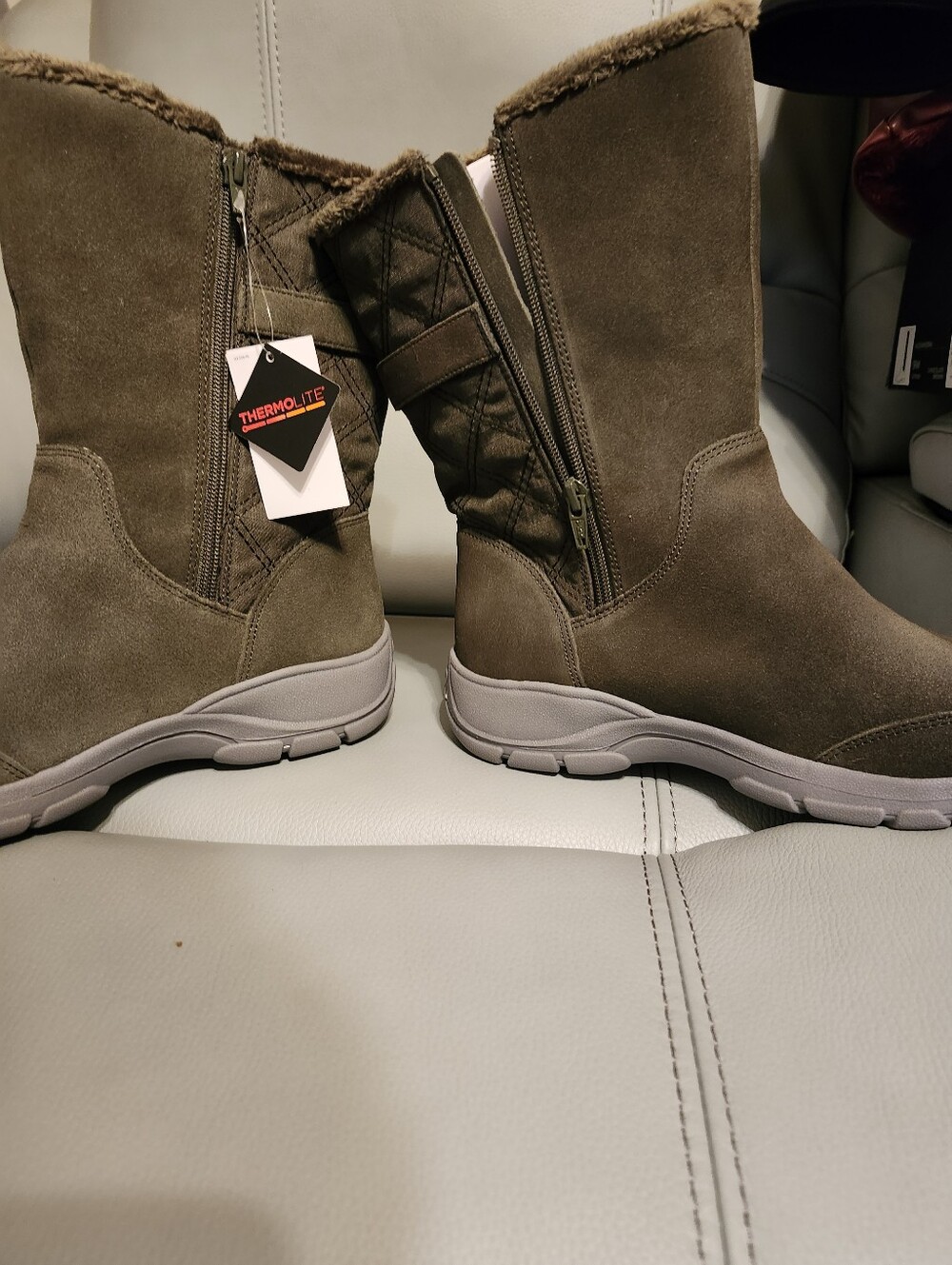 Lands End Ladys Insulated Suede Winter Boots - Brown